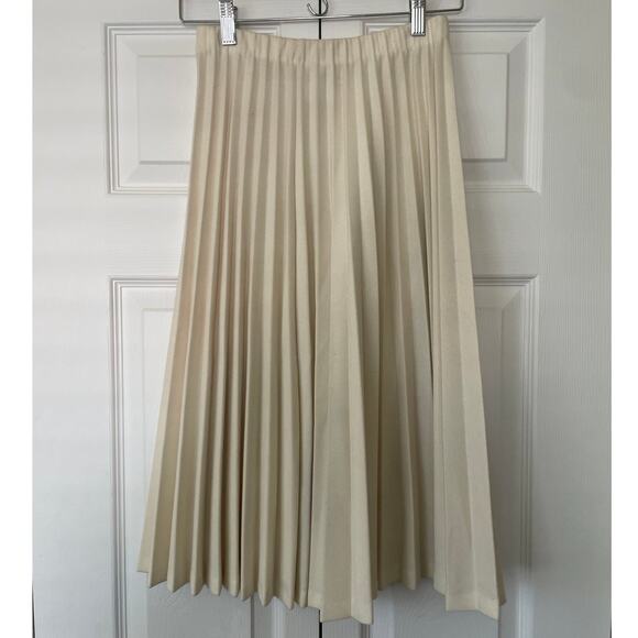 Vintage Graff California Wear Wool Blend Cream Pleated Midi Skirt • Size 8 - Picture 2 of 6